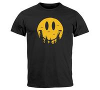 Herren T-Shirt Sommer Sonne Outdoor Motiv Lustig Smiling Face Wald Fashion Streetstyle
