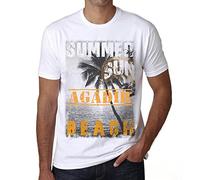Herren T-Shirt Sonne Strand Meer Palmen Sommer in Agadir - Sun, Beach, Sea, Palm, Summer In Agadir - Geschenkideen Jahrgang Grafik Tshirt Männer Weiss XS