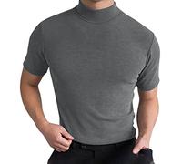 Herren T-Shirt Stehkragen Kurzarm Halb Kragen Rollkragenshirt Männer Unterhemd Slim Fit Basic Tops Bequem Muskelshirts Sommer Kurzarm Schnell Trocknendes Rundhals Kurzarmshirt