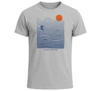 Herren T-Shirt Surfshirt mit Wellenlinien Sonne & Surfer Motiv - Sommer Grafikshirt im minimalistischen Look Fashion Streetstyle