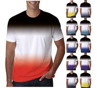 Herren T Shirt Tops Herren Slim Fit T Shirt Kontrast T Shirt Gradient Panel Kurzarm Baumwolle Top Herren T Shirt Kurzarm Rundhals Basic Shirt for Männer