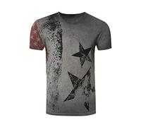 Herren T-Shirt USA Stars and Stripes V-Neck Regular Fit Rundhals Verwaschen S M L XL XXL 3XL 236, Farbe:Anthrazit, Größe:XL