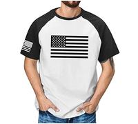 Herren T Shirt Weiß Arbeitshemden Herren Langarm Sport Herren Rundhals Usa Flagge Drucken Raglanärmel Muskelshirt Slim Fit Sport Shirt Kurzarm 4Th Of July T Shirt Laufshirt Herren (Weiß, L)