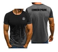 Herren-T-Shirts Für Linkin Park Hochelastisch Atmungsaktiv Kurzärmlig Logo-Aufdruck Gruppenoberteile Modisch Lockere T-Shirts Schnelltrocknendes Sportunterhemd,Grey-XL