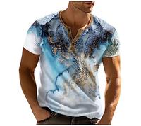 Herren T-Shirts Kurzarm Casual Sommer Bluse Leicht Regular Fit Laufshirt Bluse Lässig Henleyshirts Einfarbig T-Shirts Casual Shirt Outdoor Oberteil Businessshirt Modische Herrenshirt（ 3XL，3-Blue）