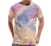 Herren T-Shirts Sommer Batik-T-Shirt Lässiges Rundhals-Ausschnitt Kurzärmelig Regular Fit T Shirt Leichte Kurzarm Weiches Bequemes Kurzarmshirt Sommershirt Männer Lauf Tshirts Sweatshirts