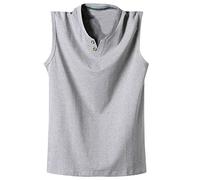 Herren Tagless Workout Gym Muskel Athletic Running Wandern Active Tank Top Ärmellos T-Shirts Baumwolle T-Shirts für Männer, grau, 58