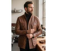 Herren Tan Lamb Leather Safari Parka Jacke - Haven XL