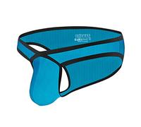 Herren Tanga String Unterwäsche Casual Slips Schlitze Niedrige Taille Sexy Baumwolle U Bulge Pouch Bag Slips Bikini Rollkragen Unterwäsche Herren (Blue, XXL)