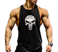 Herren Tank Top Men Cotton Stringer Fitness Gym Shirt Vintage Skull Totenkopf Weste Muscleshirt Print