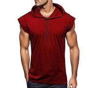 Herren Tank Top mit Kapuze - Muskelshirt Herren Kordelzug T Shirt Ärmellos FitnessCasualSlim Fit Workout Mode Luftig Tanktop Hoodie Sportweste Sportshirt Unterhemd Sweatshirt Oberteile Sommer