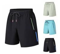 Herren Tasche mit Reißverschluss Shorts Atmungsaktiv Schnelltrocknend Kurze Hosen für Men Kordelzug Elastische Taille Short Pants Fitness Training Outdoor Sporthose Kurze Hose Weich Bequem Laufshorts