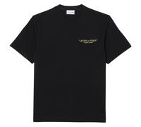 Herren Tennis-T-Shirt Lacoste Embroidered Cotton - black - Schwarz (XL)