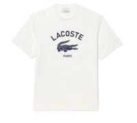 Herren Tennis-T-Shirt Lacoste Signature Print Cotton - white - Weiß (S)