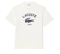 Herren Tennis-T-Shirt Lacoste Signature Print Cotton - white - Weiß (XXS)