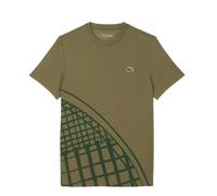 Herren Tennis-T-Shirt Lacoste Ultra Dry Printed Tennis - khaki green - Grün (S)