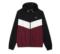 Herren Tennisjacke Lacoste Water Resistant Packaway Zipped Sport - black/gris/bordeaux - Schwarz (L)