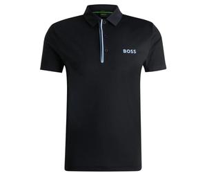 Herren Tennispoloshirt BOSS Paddy Shirt In Quick-Dry Ribbed Fabric - Blau (S)