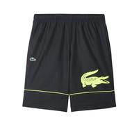 Herren Tennisshorts Lacoste Printed Diamond Taffeta - black/flashy yellow - Schwarz (XL)