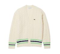 Herren Tennissweatshirt Bluza Lacoste Cable Knit Wool - white/green/navy blue - Weiß (XL)