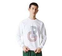 Herren Tennissweatshirt Lacoste Men's SPORT Sweatshirt - white/blue marine - Weiß (M)