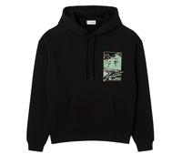 Herren Tennissweatshirt Lacoste Printed Fleece - black - Schwarz (M)