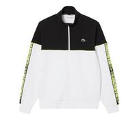 Herren Tennissweatshirt Lacoste Tennis Zipped Colour-Block - black/white - Weiß (XXL)