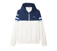 Herren Tennissweatshirt Lacoste Water-Repellent Hooded - white/purple/navy blue - Beige (XL)