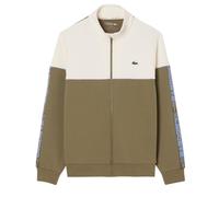 Herren Tennissweatshirt Lacoste Zipped Colour-Block - khaki green/white - Mehrfarbig (L)