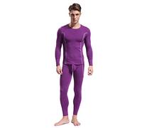 Herren Thermounterwäsche Set Winter Lange Johns Set Bambus Faser Weiche Thermal Unterwäsche Männliche Leggings Warme Sleepwear, Lila, L