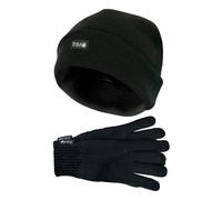 Herren Thinsulate Mütze und Handschuhe Set | THMO | Acryl gestrickte Mütze & Handschuhe für Winter - Schwarz M/L