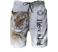 Herren Tiger Sport Casual Strandhose lose Shorts Herren Badehose mit Tiger-Muster Sommer Atmungsaktive Shorts (S10,XXL)