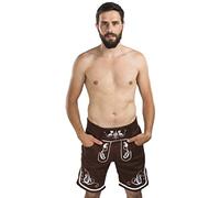 Herren Trachten Jogging Lederhose kurz - Jogginghose Sporthose Bestickt - Trachtenhose - Fitness Trachtenlederhose Adam (XXL, Braun)