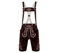 Herren-Trachtenlederhose Kurz Trachtenhose Lederhose Dunkelbraun mit H-Träger- 794 (56)