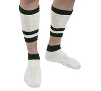 Herren Trachtensocken Loferl 2tlg - Wadenwärmer + Socken - Trachten Strümpfe Männer - Lederhosen Strick-Socken beige/gruen (39-42)