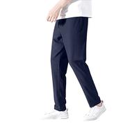 Herren-Trainingshose, solide Chino-Hose, normale Passform, Jogger, Kordelzug, Jogginghose, leger, Business-Hose, leichte Loungehose, elastische Taille, gerade, flache Vorderseite, XXXXXL, navy, XXXXXL