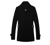 Herren-Trenchcoat, lang, Windbreaker-Jacke, einreihig, Business-Mantel, Winter, dicke Jacke, gepolstert, warm, Trenchcoat, lässig, leicht, kurzer Umlegekragen, Trenchcoat, Schwarz , XXXXL