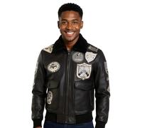 Herren True Black Top Gun A2 Leder Bomberjacke-Perth 5XL