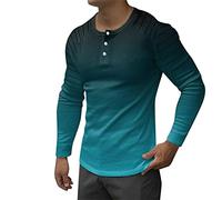Herren Tshirt mit Knöpfen Henley T-Shirt Langarm Freizeit Shirt Slim Fit Langarmshirt Bequem Casual Leicht Sweatshirt Beiläufig Farbverlauf Rundhals Sport Shirt Tops