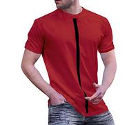 Herren Tshirt V Ausschnitt Hawaii Kostüm Männer Polohemd Herren Einfarbiges Single Gestreifter Druck Sommer T Shirt Slim Fit Muscle Shirt Regular Fit Bodybuilding Shirt Poloshirt Schwarz Rot Xl