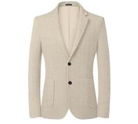 Herren-Tweed-Blazer mit Fischgrätenmuster, Vintage-Wollmischung, Sportmantel, Jacke, 2 Knöpfe, lässig, Hochzeit, Trauzeugen, Abschlussball, Champagner, XL