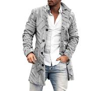 Herren-Übermantel, Wolle und Kaschmir, einreihig, langer Mantel, Wintermantel, warme Jacke, Übergröße, Wintermantel, Vintage, dicker Mantel, Schaffelljacke, Reverskragen, lange Ärmel, gepolsterte