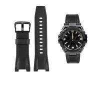 Herren-Uhrenarmband aus Canvas-Leder, 26 mm, passend for Uhrenzubehör der Serie for Casio GST-B100 S130 W300GL 400G W330 GST-W120L s120 W130L S100(Black black buckle)