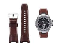 Herren-Uhrenarmband aus Canvas-Leder, 26 mm, passend for Uhrenzubehör der Serie for Casio GST-B100 S130 W300GL 400G W330 GST-W120L s120 W130L S100(Brown silver buckle)
