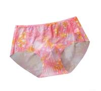 Herren Ultra Dünn Mesh Slip mit 3D Bulge Pouch Durchsichtig Niedrige Taille Nahtlos Bedruckte Unterhose Hochelastische Sissy Panties Rot (L Pfirsichrosa)