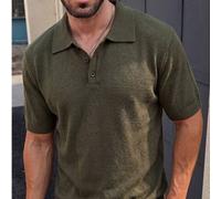 Herren Unisex Polokragen gestricktes T-Shirt Kurzarm Slim Fit Business Casual vielseitig Pendeln Frühling Sommer Schulanfang