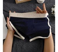 Herren-Unterwäsche, 3er-Pack, weiche Boxershorts mit Streifenmuster, Trunks für Herren, bequeme Stretch-Baumwoll-Taille, Herrenmode (L dunkelblau)