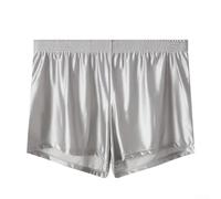 Herren-Unterwäsche aus Eisseide mit lockerer Passform und nahtlosen, glatten Boxershorts für täglichen Komfort und Nachtwäsche (2XL Grau)