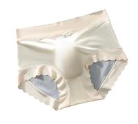 Herren-Unterwäsche aus Eisseide, nahtlos, 3D-Beutel-Slip mit Schleife, atmungsaktiv, hochelastisch, einfarbig, Höschen (XL Aprikose)