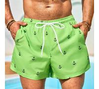 Herren Urlaubs-Lässig Anker Muster Strand Shorts, Herren Badeshorts, Grüne Herren Badeshorts mit Anker Muster